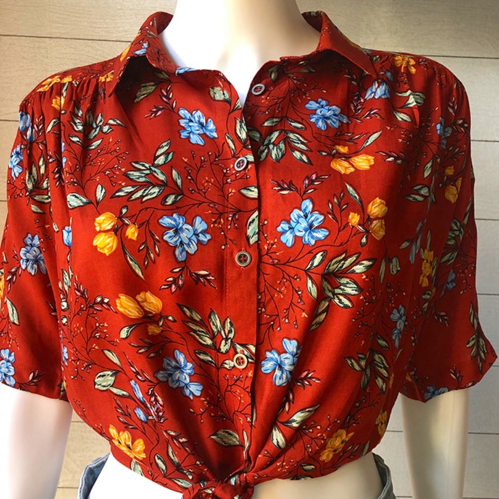 Rust Floral Top - Picture 3 of 4